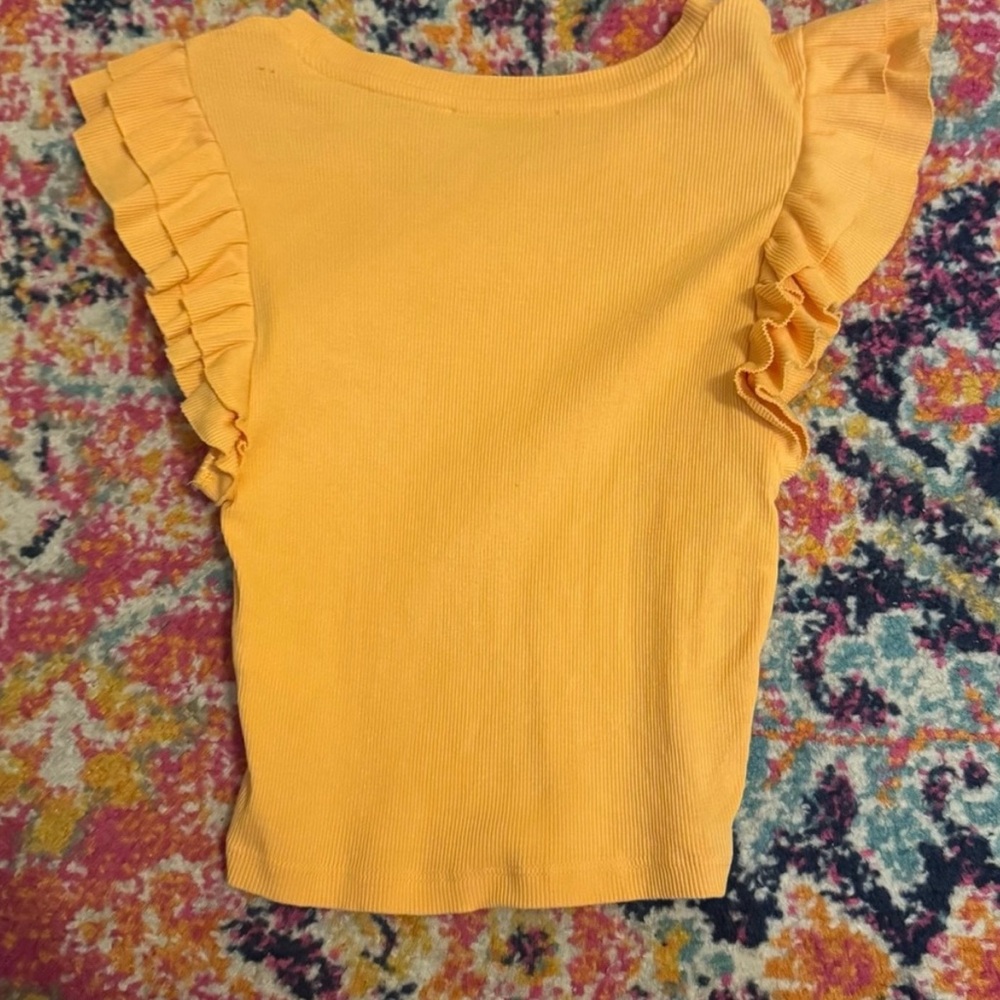 Zara Yellow Ruffle Sleeve Tee